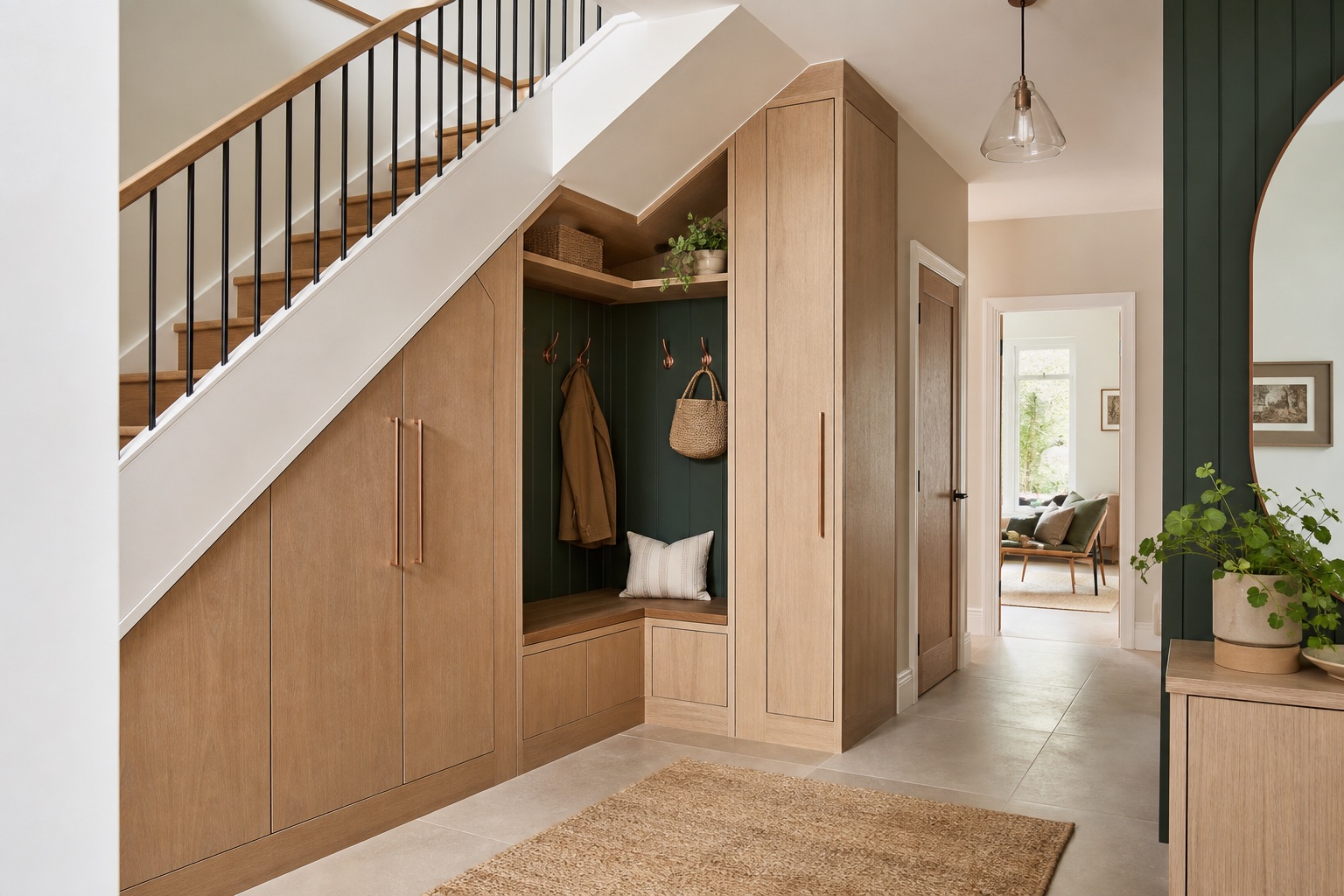 Under-stairs hall storage — fictional demonstration project